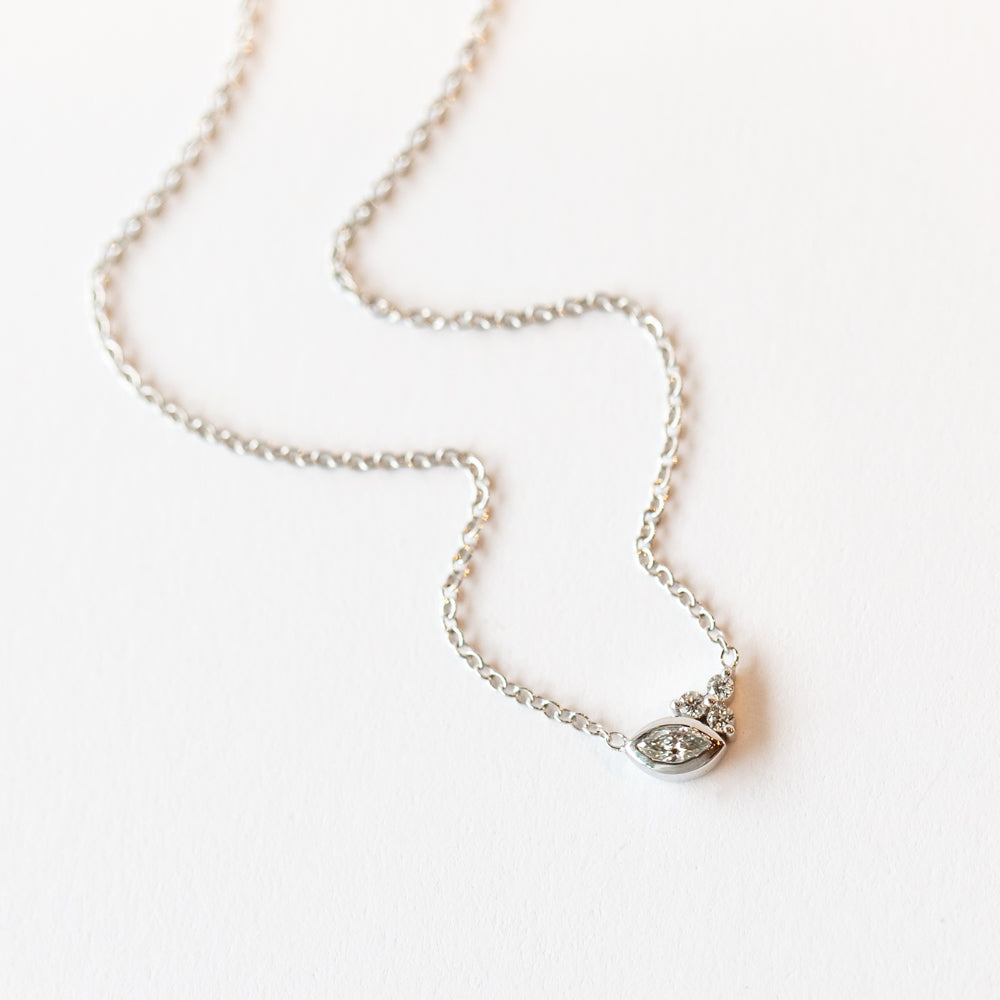 Bezel Zoe Chicco | Marquise and Prong Set Trio Diamond Necklace