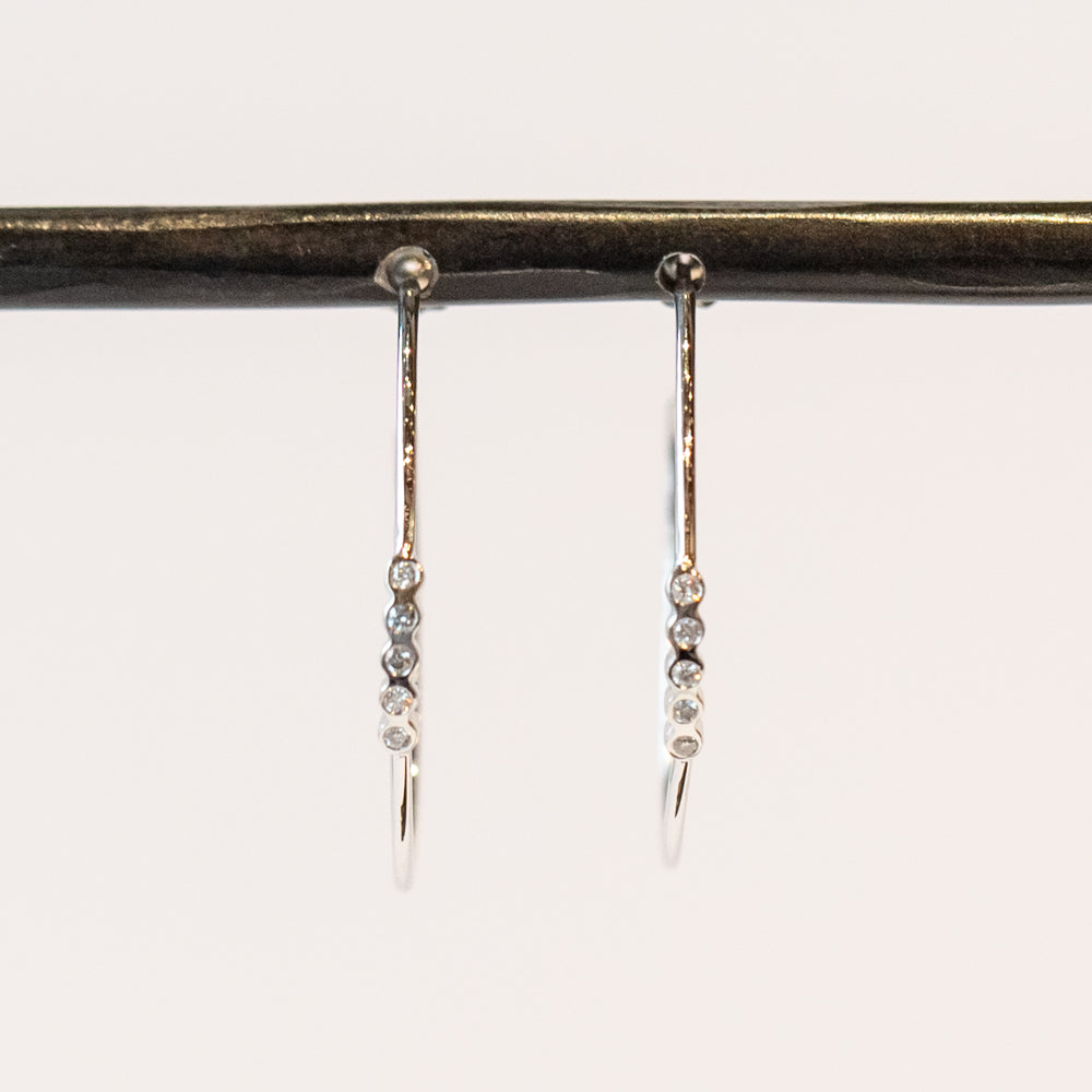 Zoe Chicco | Medium Hoop Earrings with Bezel Set Diamonds