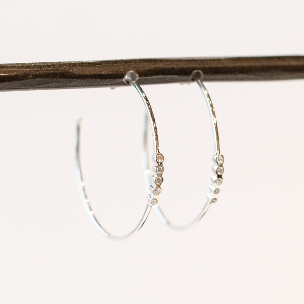 Zoe Chicco | Medium Hoop Earrings with Bezel Set Diamonds