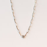 Zoe Chicco | Small Paperclip Chain Necklace with Floating Diamond