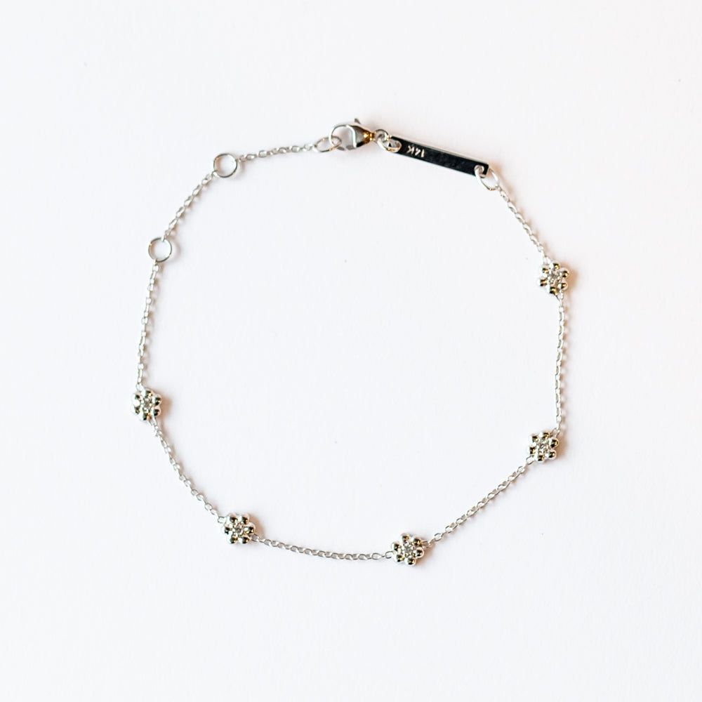 Zoe Chicco | Tiny Flower Station Bracelet with Diamonds