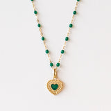 Lace Heart Charm, Emerald