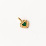 Lace Heart Charm, Emerald