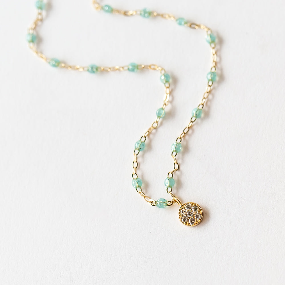Classic Puce Diamond Necklace, Aqua