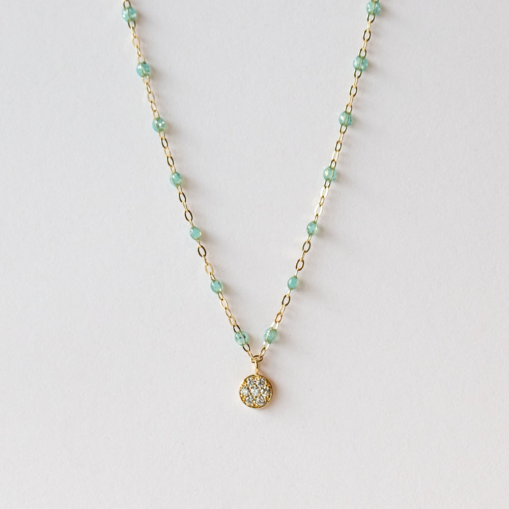 Classic Puce Diamond Necklace, Aqua