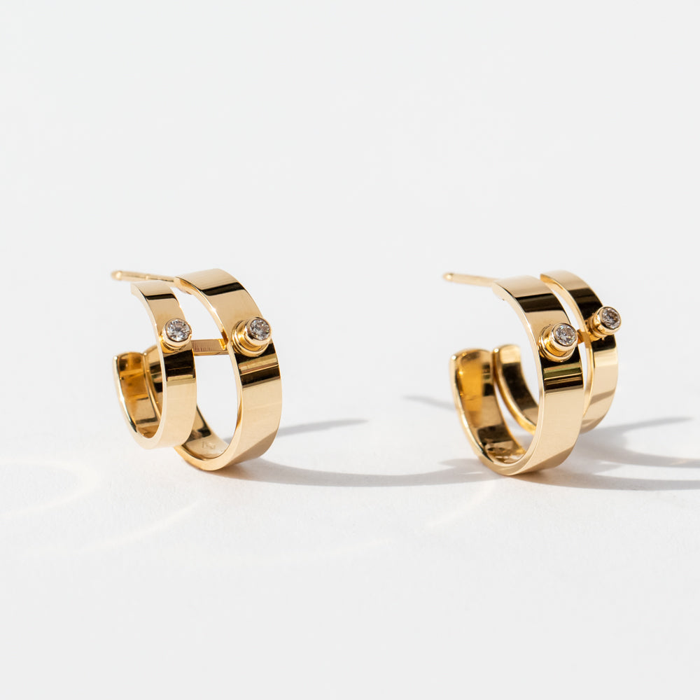 Monday Mood Double Hoop Earrings with Diamonds