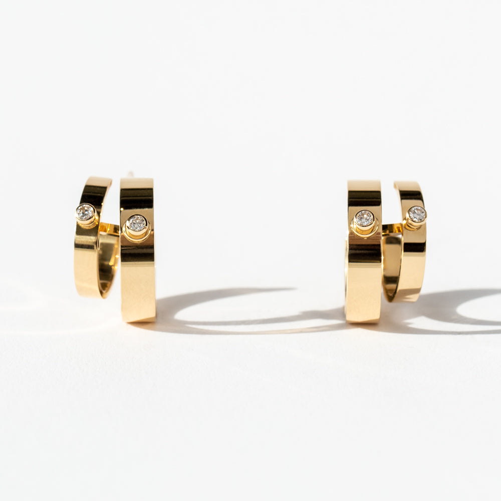 Monday Mood Double Hoop Earrings with Diamonds