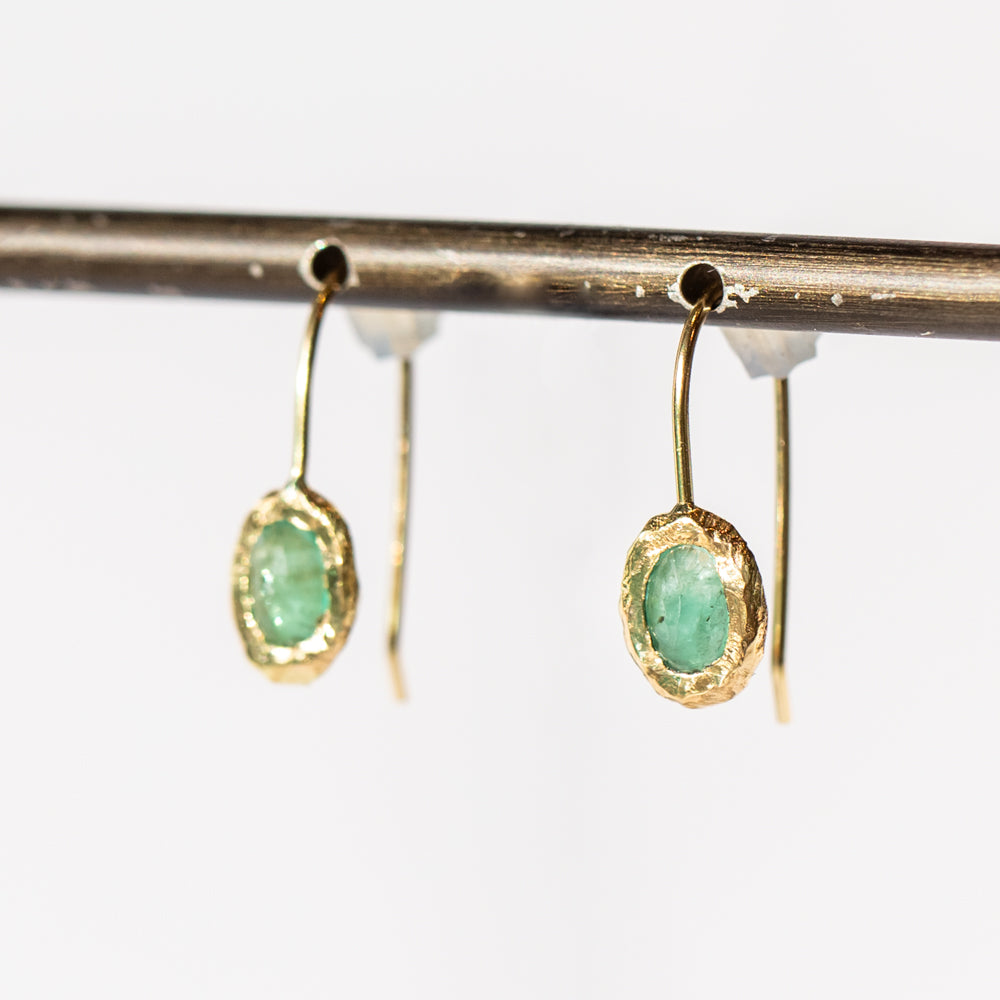 Emerald Fixed Hook Drop Earrings