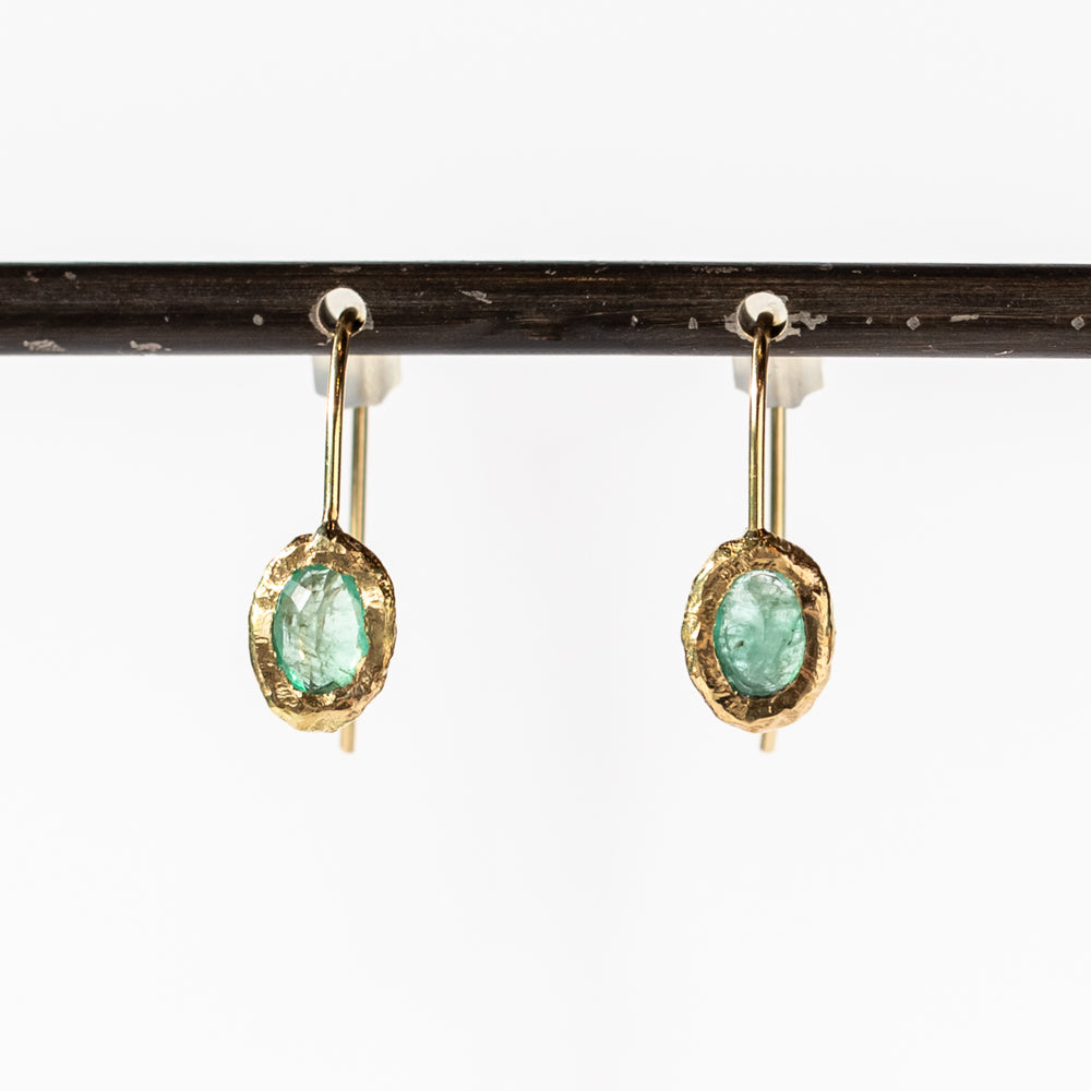Emerald Fixed Hook Drop Earrings