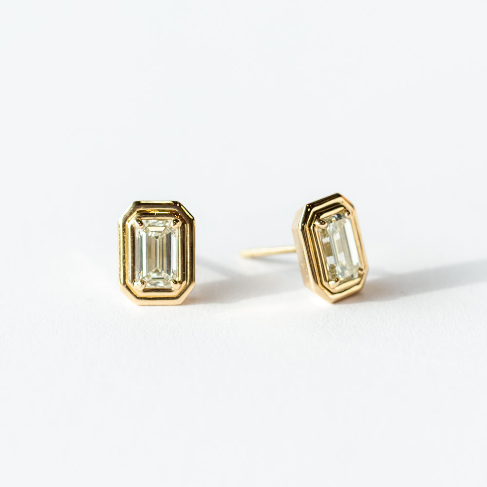 Eleni Emerald Cut Diamond Stud Earrings