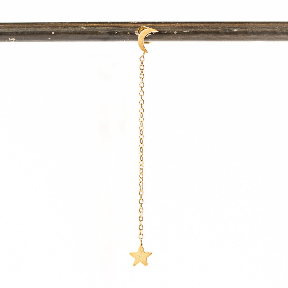 Victoria Cunningham | Star and Moon Chain Stud Earring (Single)