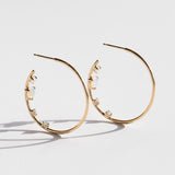Inverted Opal and Diamond Hoop Earrings
