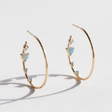 Inverted Opal and Diamond Hoop Earrings