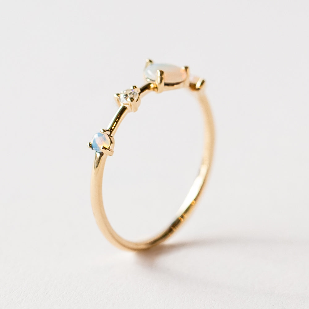 Wwake | Large Four-Step Opal and Diamond Ring
