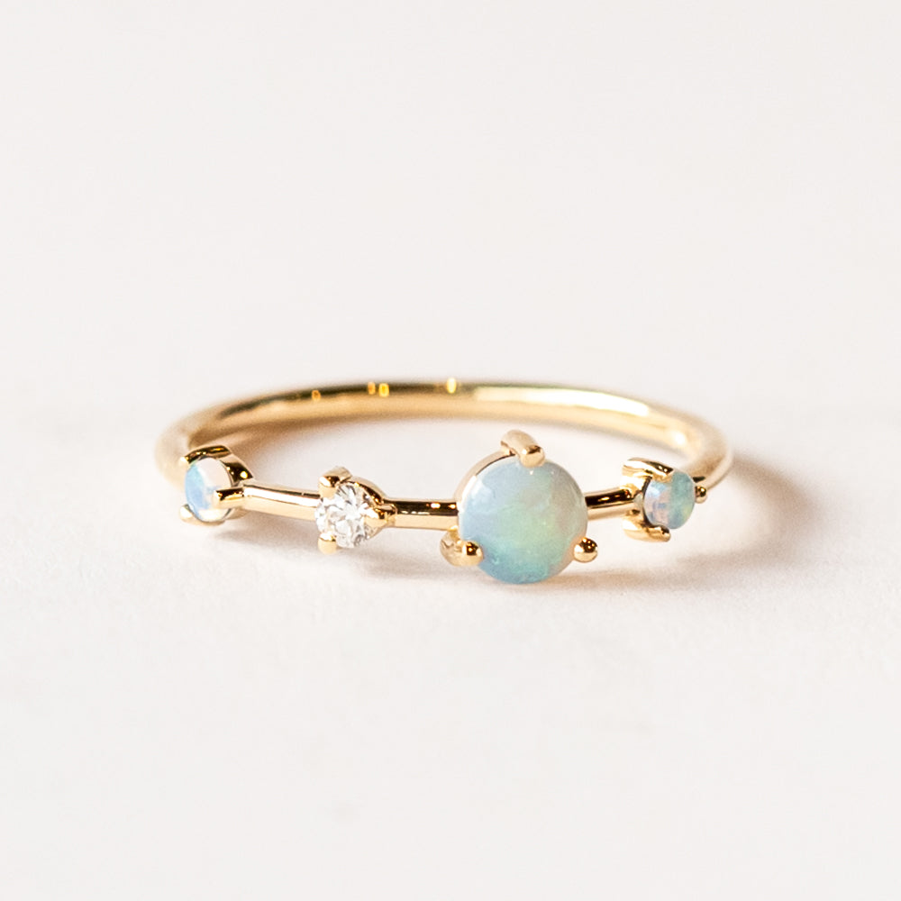 Wwake | Large Four-Step Opal and Diamond Ring