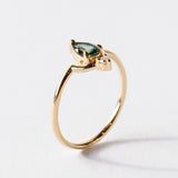 Wwake | Medium Pear Cut Teal Sapphire and Diamond Nestled Ring