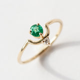 Wwake | Small Round Emerald and Diamond Nestled Ring