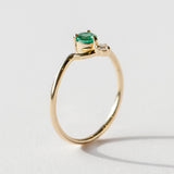 Wwake | Small Round Emerald and Diamond Nestled Ring