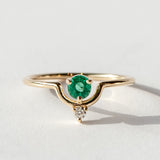 Wwake | Small Round Emerald and Diamond Nestled Ring
