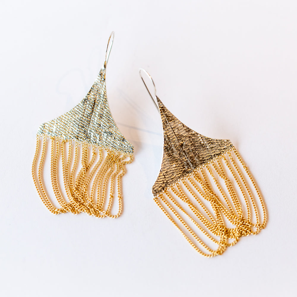 Chandelier Earrings, Sterling and Brass