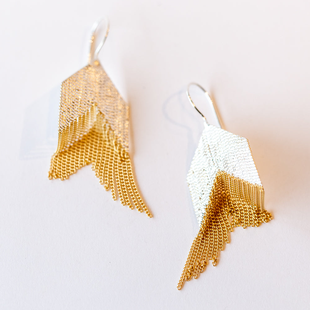 Cue Earrings, Sterling and Brass