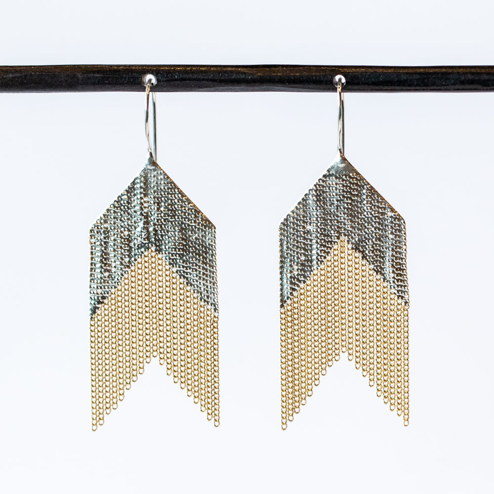 Cue Earrings, Sterling and Brass