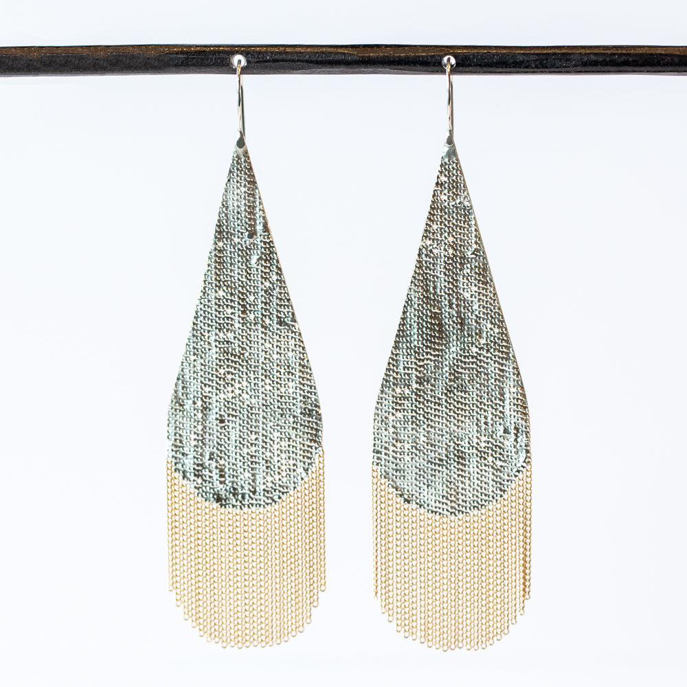 Drip Earrings, Sterling and Brass