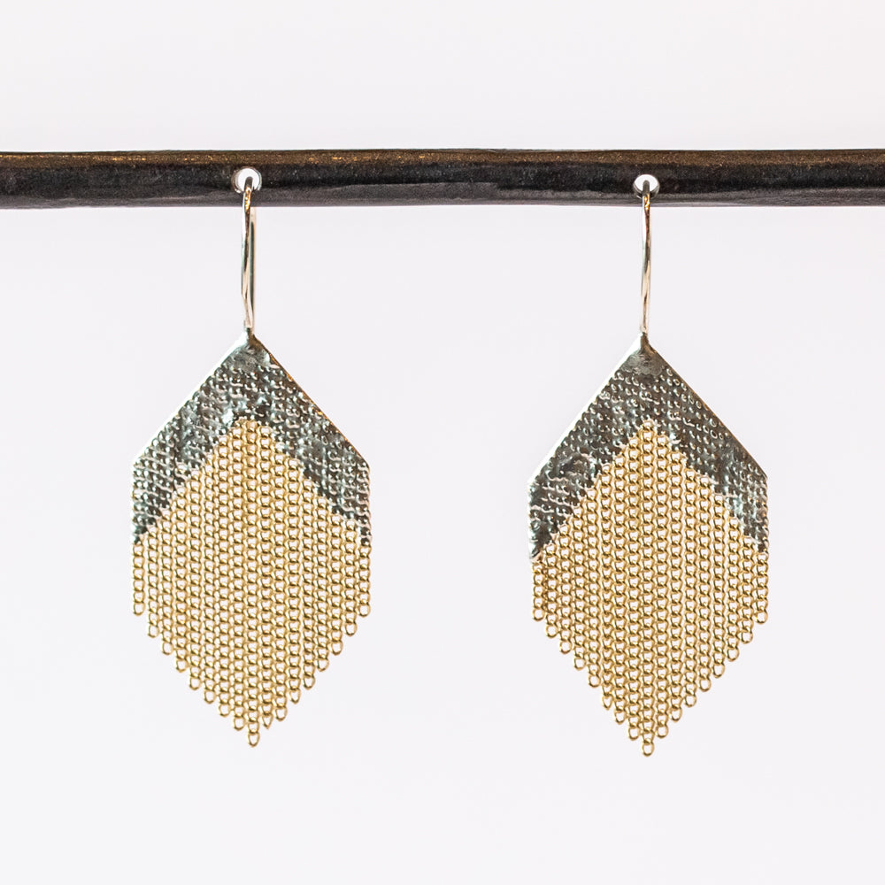 Gem Earrings, Sterling and Brass