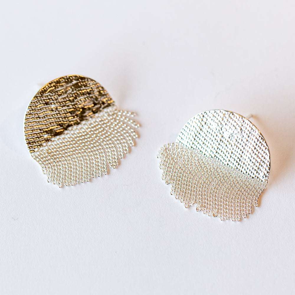 Half Circle Stud Earrings, Sterling