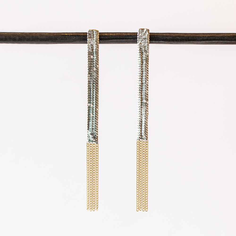 Post Earrings, Sterling and Brass