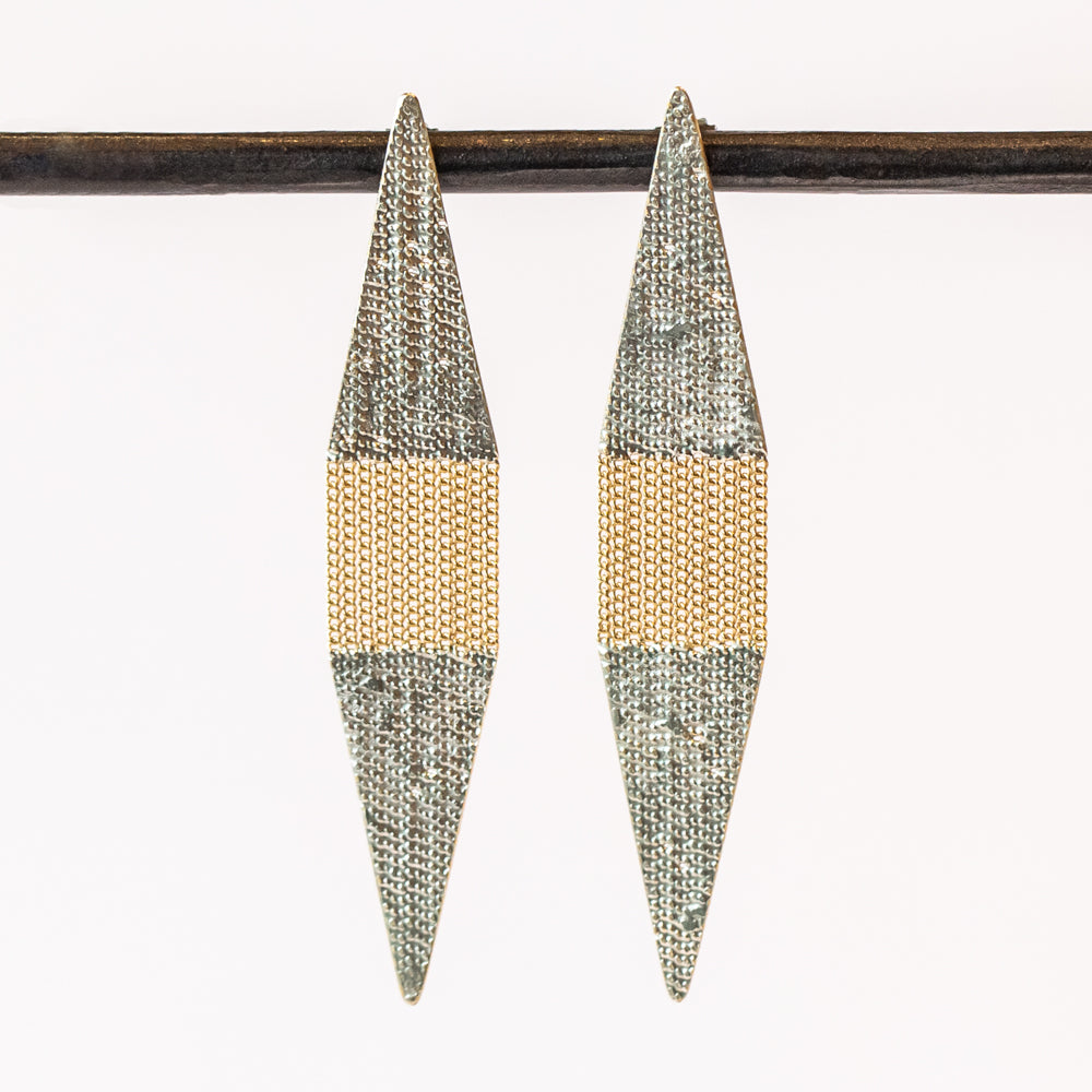 Shard Earrings, Sterling and Brass