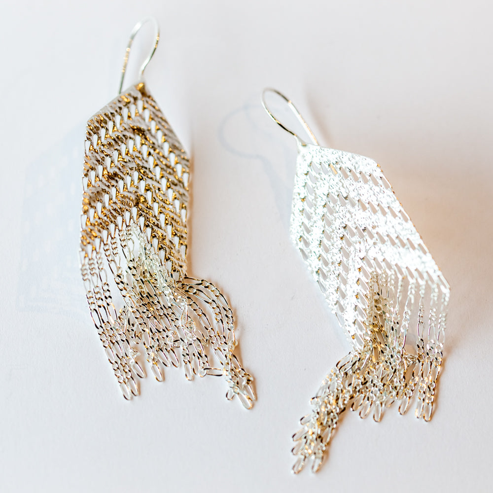 Shield Earrings, Sterling Silver