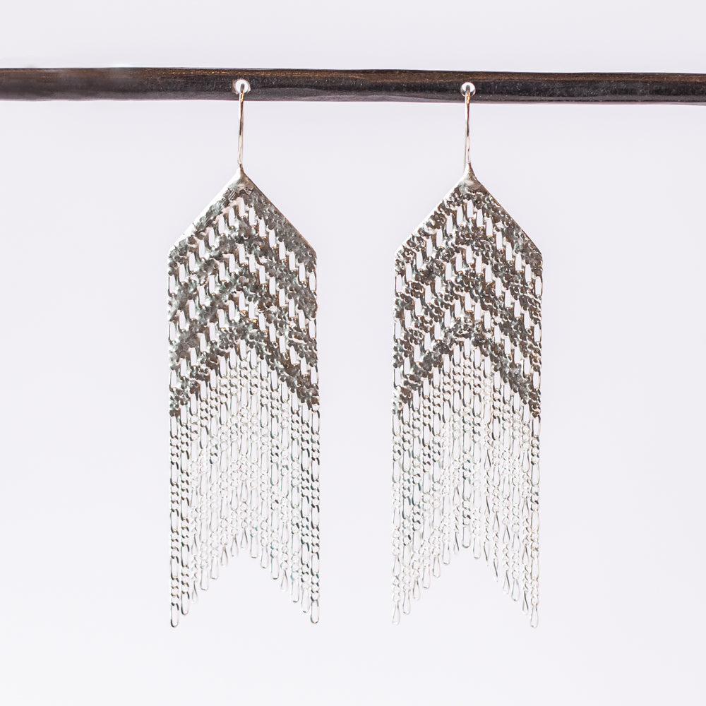 Shield Earrings, Sterling Silver