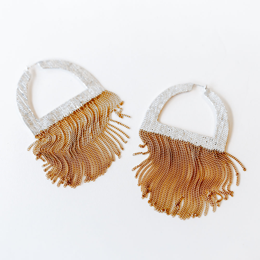 Sunrise Hoop Earrings, Sterling and Brass