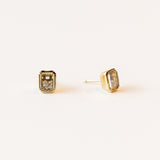 Emerald Cut Diamond Shaker Stud Earrings