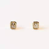 Emerald Cut Diamond Shaker Stud Earrings