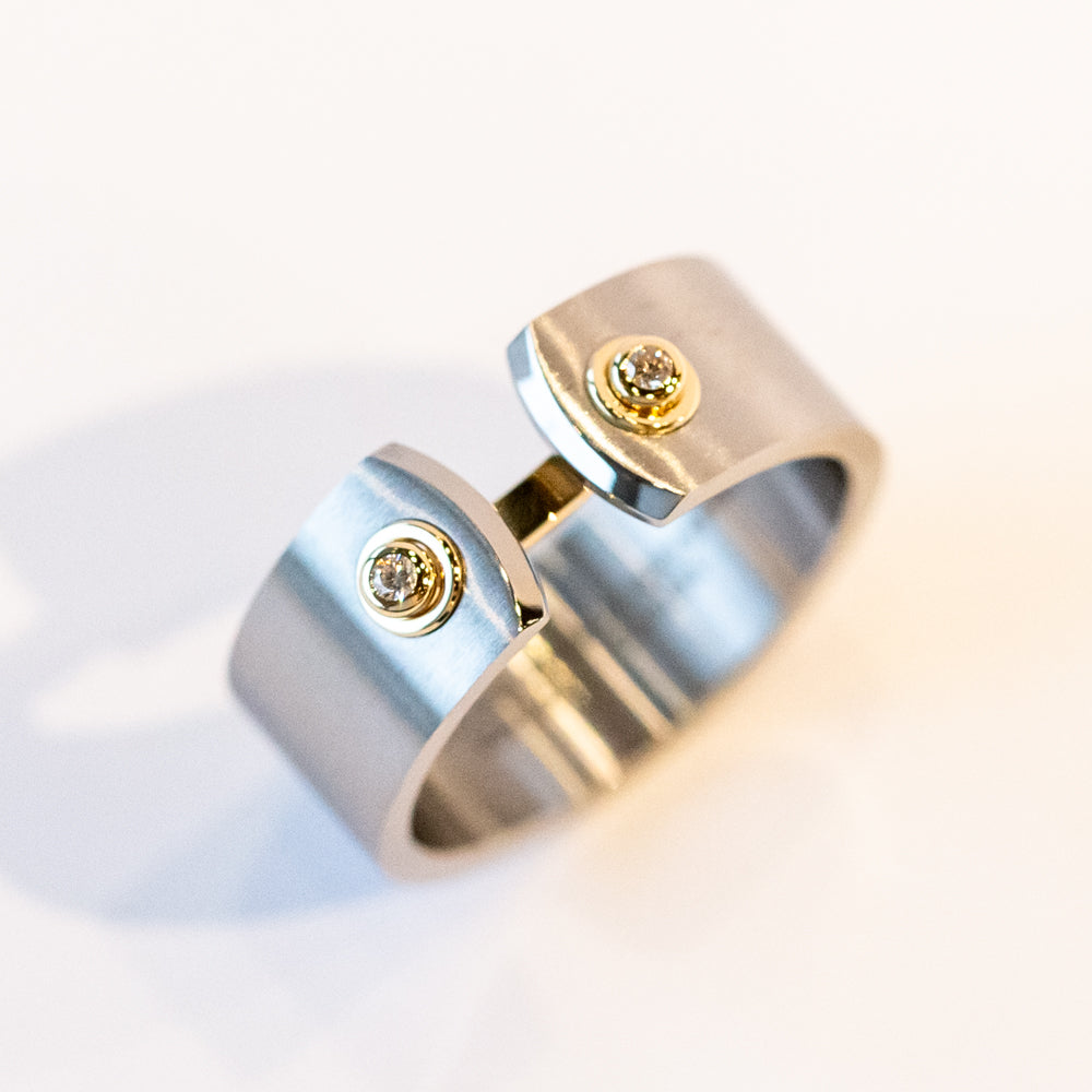 Paris From The Sky 8mm Mood Ring with Diamonds