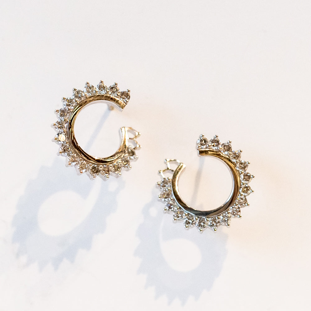 Spiral Diamond Stud Earrings