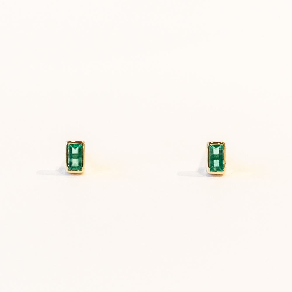 Baguette Emerald Stud Earrings