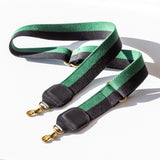 Adjustable Crossbody Strap, Two Tone Black and Evergreen Webbing