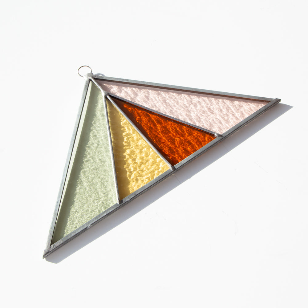 Triangle Stained Glass Suncatcher, Pink Buckwheat