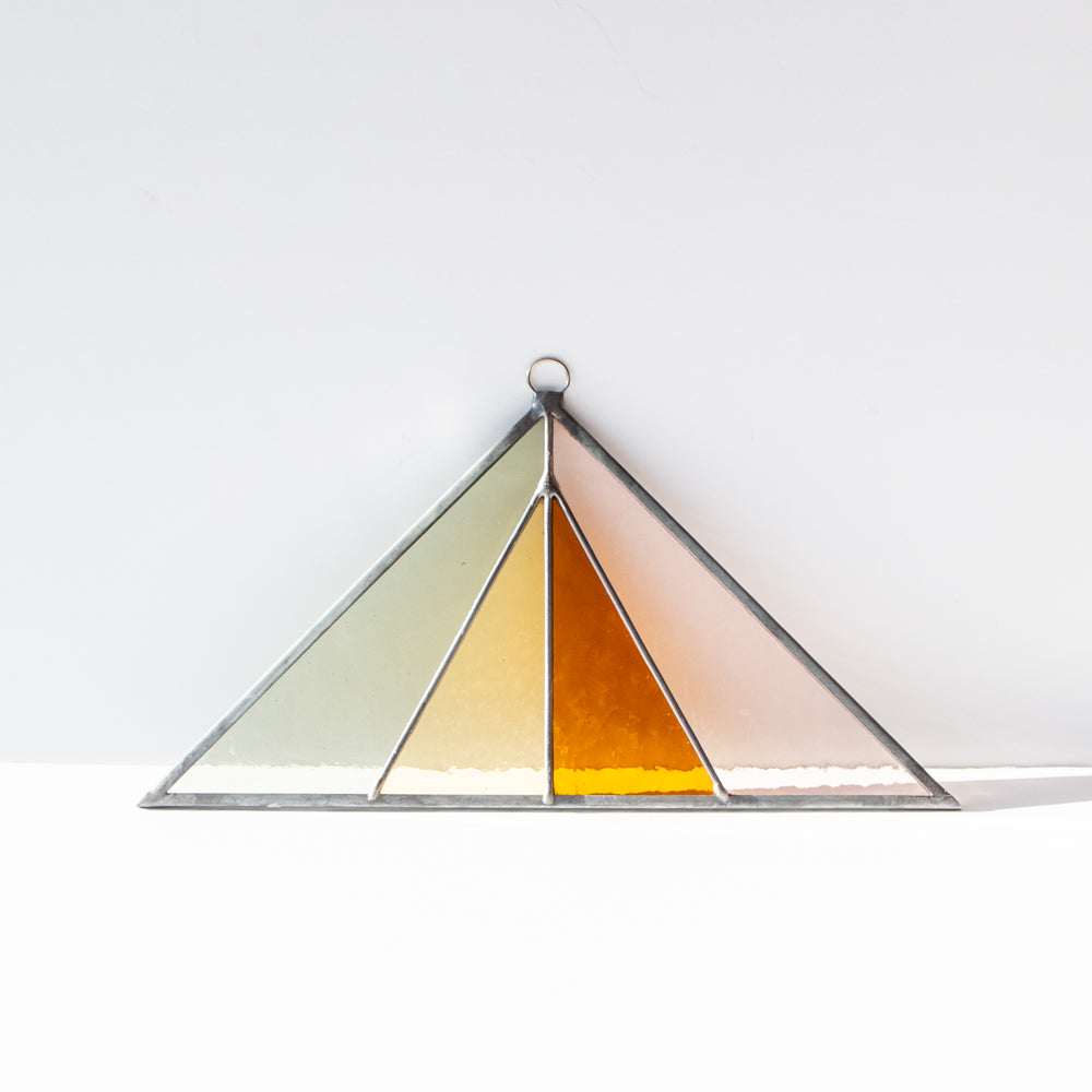 Triangle Stained Glass Suncatcher, Pink Buckwheat
