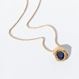 Freeform Rose Cut Dark Blue Sapphire Necklace