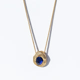 Freeform Rose Cut Dark Blue Sapphire Necklace