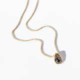 Teardrop Dark Blue Sapphire Slider Necklace