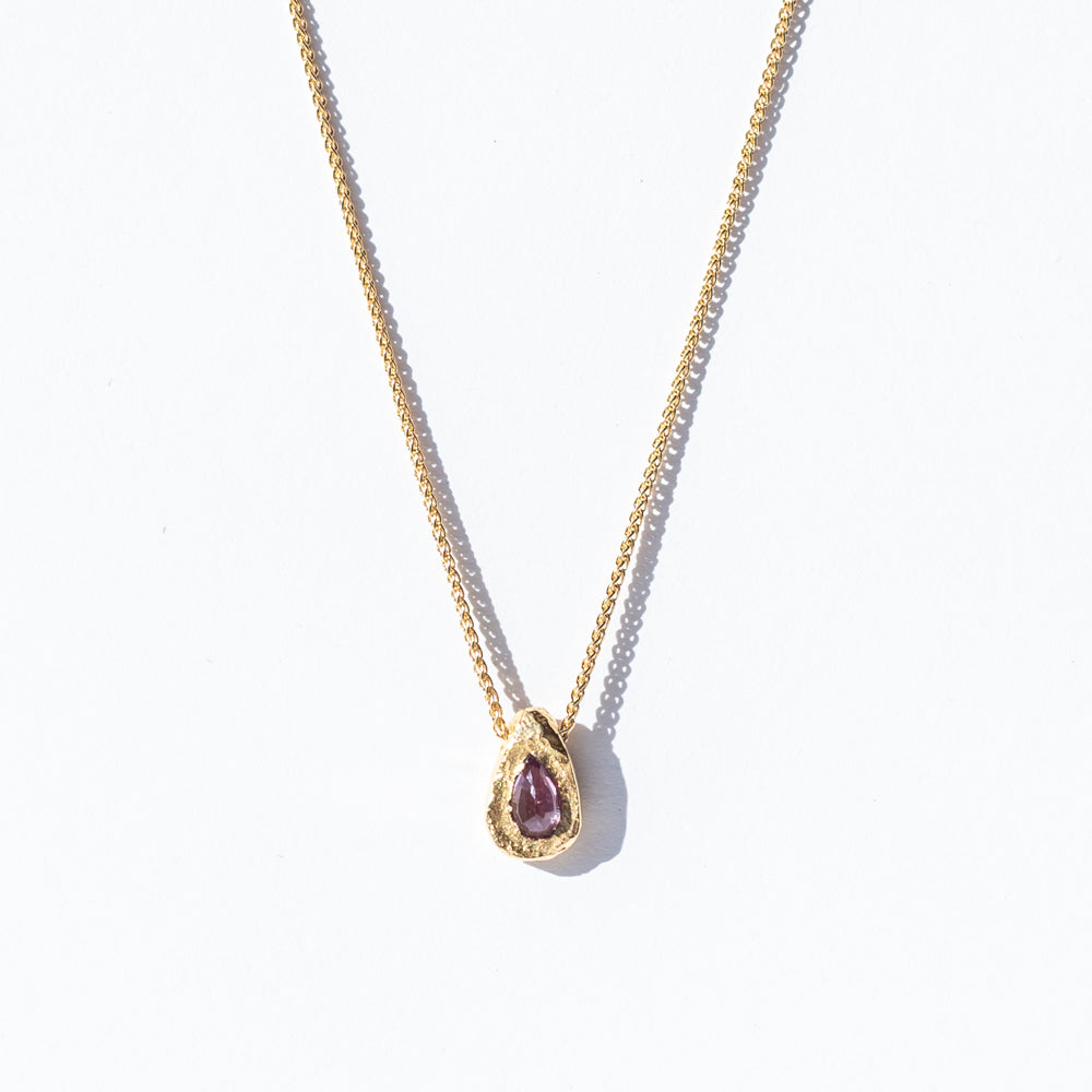 Teardrop Pink Sapphire Slider Necklace
