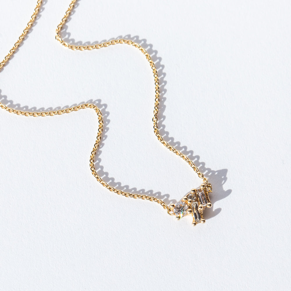 Mixed Diamond Luminous Cluster Bar Necklace
