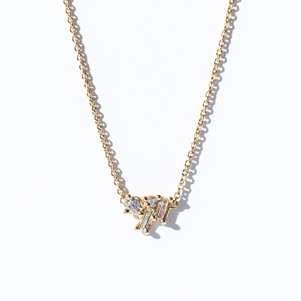 Mixed Diamond Luminous Cluster Bar Necklace