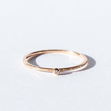 Tiny Engraved Stacking Ring with Diamond