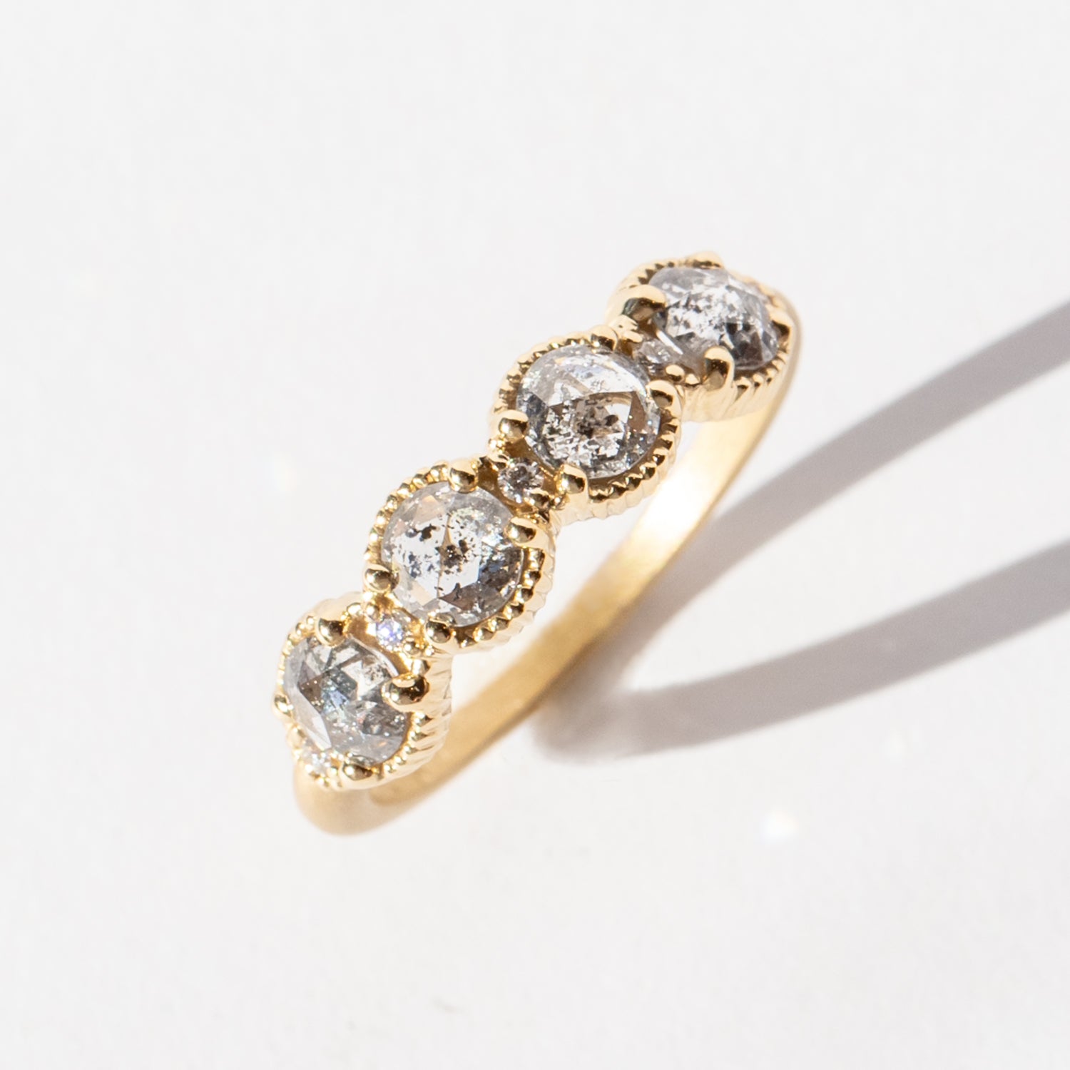 Ribbed Eclipse Salt and Pepper Diamond Topper Ring